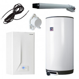 Dujinis katilas ITALTHERM CITY CLASS 25KR (20 kW) + Kombinuotas vertikalus vandens šildytuvas DRAŽICE OKC 125/1m2 (120 l) (5 dalių rinkinys)